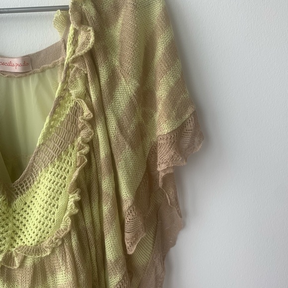 Anthropologie Cecilia Prado Boho Crocheted Drape Poncho  Beige snd Yellow SZ S - Picture 8 of 9